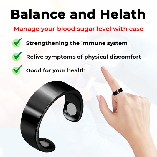 Blood Sugar Control + Blood Pressure Control Ring Adjustable Magnetic Therapy Ring (Black) (Buy 1 Get 1 FREE))
