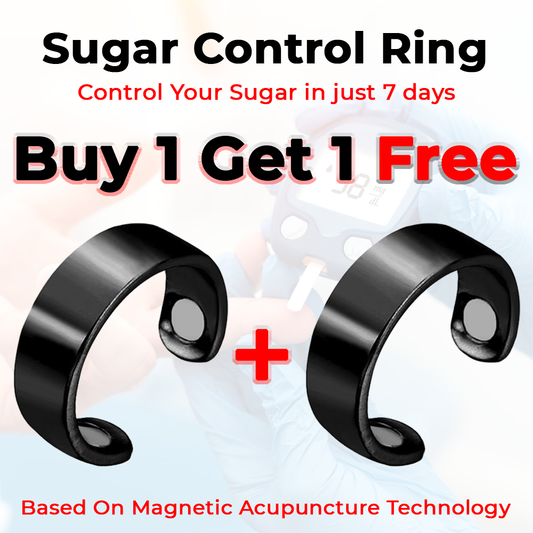 Blood Sugar Control + Blood Pressure Control Ring Adjustable Magnetic Therapy Ring (Black) (Buy 1 Get 1 FREE))