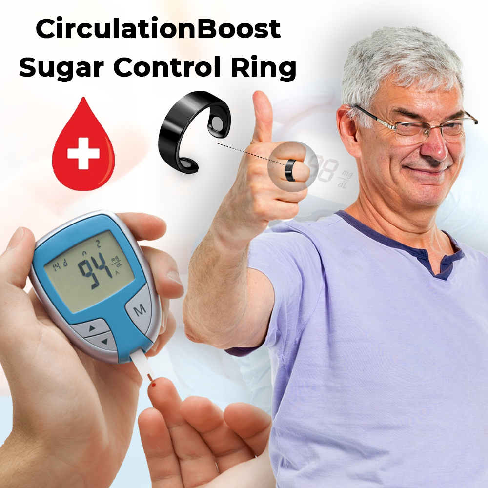 Blood Sugar Control + Blood Pressure Control Ring Adjustable Magnetic Therapy Ring (Black) (Buy 1 Get 1 FREE))